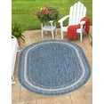 thumbnail image 1 of Unique Loom Outdoor Border Collection Area Rug - Soft Border (5' x 8' Oval Blue/Ivory), 1 of 7