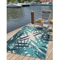thumbnail image 1 of Unique Loom Outdoor Botanical Collection Area Rug - Sprig (10' x 14' 2" Rectangle Teal blue/Navy Blue), 1 of 9