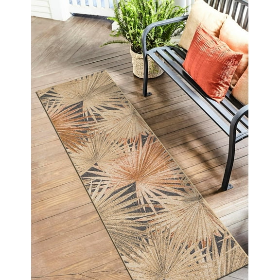 Unique Loom Outdoor Botanical Collection Area Rug - Meadow (2' x 5' 1" Runner Multi/Beige)