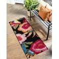 thumbnail image 1 of Unique Loom Outdoor Botanical Collection Area Rug - Floralis (2' x 5' 1" Runner Multi/Black), 1 of 9