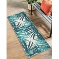 thumbnail image 1 of Unique Loom Outdoor Botanical Collection Area Rug - Sprig (2' x 5' 1" Runner Teal blue/Navy Blue), 1 of 9