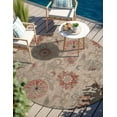 thumbnail image 1 of Unique Loom Outdoor Botanical Collection Area Rug - Fern (5' 1" Round Beige/Light Brown), 1 of 9