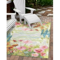 Unique Loom Outdoor Botanical Collection Area Rug - Verdant (5' 1" x 8' Rectangle Multi/Green)