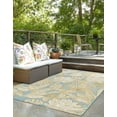 thumbnail image 1 of Unique Loom Outdoor Botanical Collection Area Rug - Gardenia (5' 1" x 8' Rectangle Soft Blue/Olive), 1 of 9