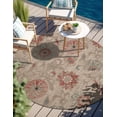 thumbnail image 1 of Unique Loom Outdoor Botanical Collection Area Rug - Fern (6' 1" Round Beige/Light Brown), 1 of 9