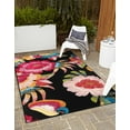 thumbnail image 1 of Unique Loom Outdoor Botanical Collection Area Rug - Floralis (6' 1" x 9' Rectangle Multi/Black), 1 of 9