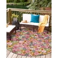thumbnail image 1 of Unique Loom Outdoor Botanical Collection Area Rug - Petal (8' Round Multi/Blue), 1 of 8