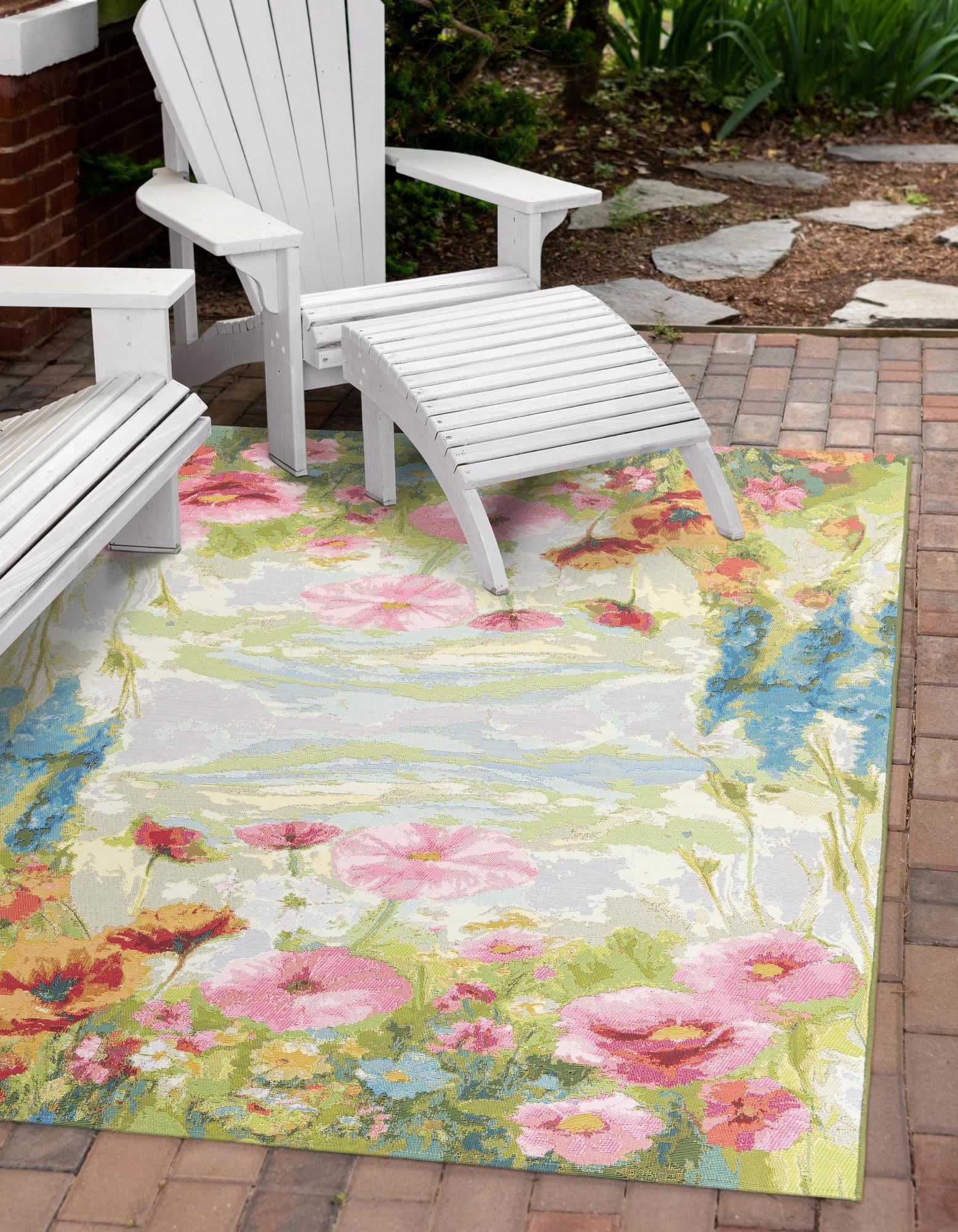 Unique Loom Outdoor Botanical Collection Area Rug - Verdant (8' x 10' Rectangle Multi/Green)