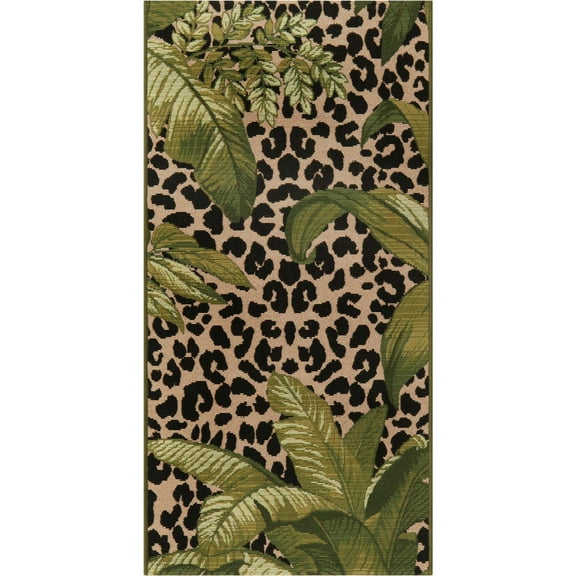 Unique Loom Outdoor Botanical Collection Area Rug - Andromeda (2'  x 4' 1" Runner Green/Ivory)