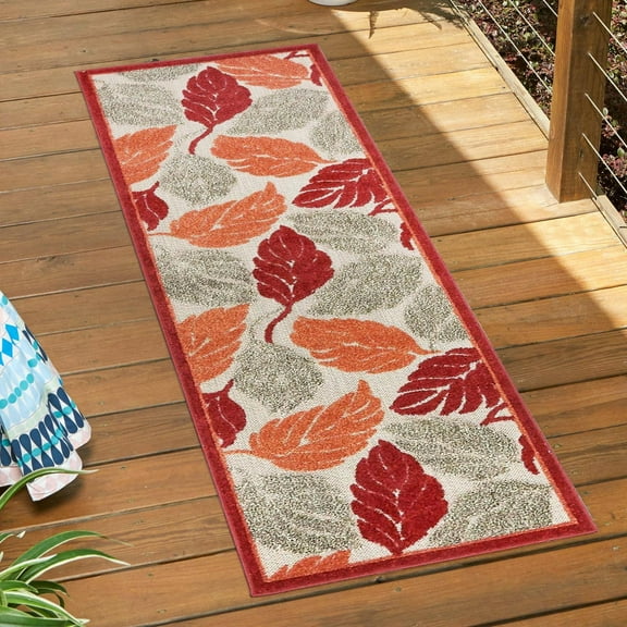 Unique Loom Outdoor Botanical Collection Area Rug - Augusta (2' x 6' 1" Runner Terracotta/Red)