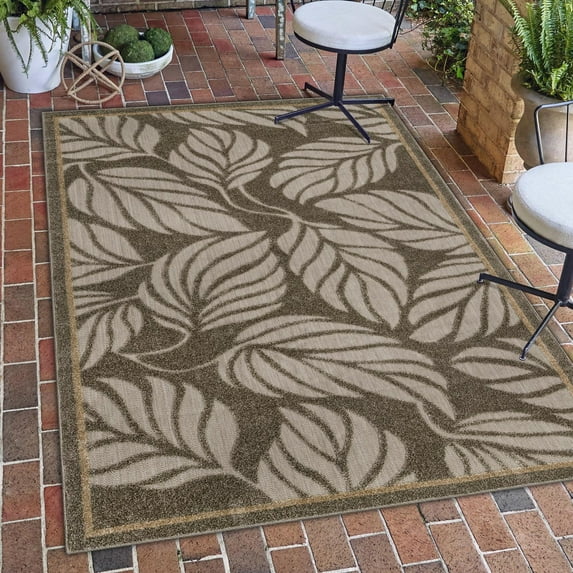 Unique Loom Outdoor Botanical Collection Area Rug - Augusta (9' x 12' 2" Rectangle Gray/Beige)