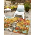 thumbnail image 1 of Unique Loom Outdoor Botanical Collection Area Rug - Autumn (10' Square Multi/Red), 1 of 8