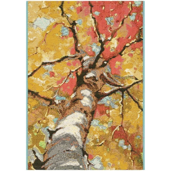 Unique Loom Outdoor Botanical Collection Area Rug - Autumn (2' x 3' 1" Rectangle Multi/Red)