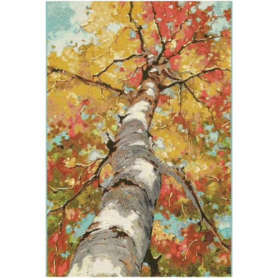 Unique Loom Outdoor Botanical Collection Area Rug - Autumn (4' 1" x 6' 1" Rectangle Multi/Red)