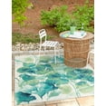 thumbnail image 1 of Unique Loom Outdoor Botanical Collection Area Rug - Beryl (10'  Square Blue Green/Light Blue), 1 of 8