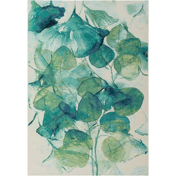 Unique Loom Outdoor Botanical Collection Area Rug - Beryl (5' 3" x 8' Rectangle Blue Green/Light Blue)