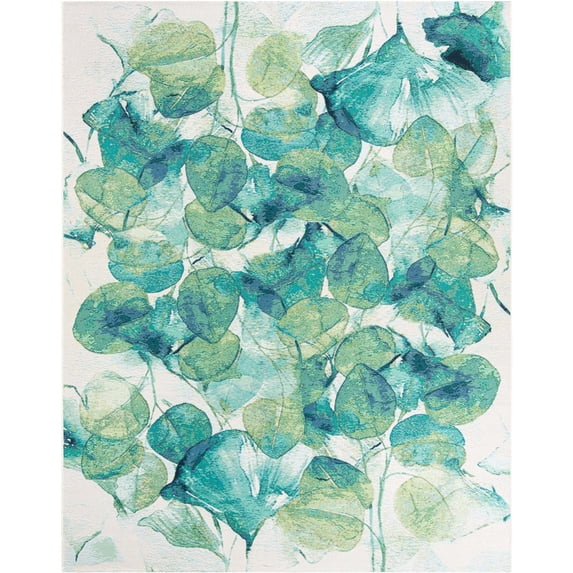 Unique Loom Outdoor Botanical Collection Area Rug - Beryl (7' 10" x 10' Rectangle Blue Green/Light Blue)