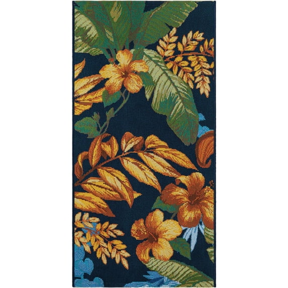 Unique Loom Outdoor Botanical Collection Area Rug - Calypso (2' x 4' 1" Runner Multi/Light Blue)
