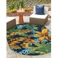 thumbnail image 1 of Unique Loom Outdoor Botanical Collection Area Rug - Calypso (5' 3" x 8' Oval Multi/Light Blue), 1 of 11