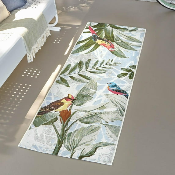 Unique Loom Outdoor Botanical Collection Area Rug - Chanticleer (2' x 6' Runner Multi/Blue)