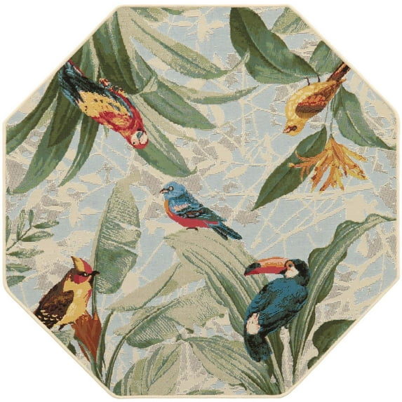 Unique Loom Outdoor Botanical Collection Area Rug - Chanticleer (4' 1" Octagon Multi/Blue)