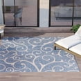 thumbnail image 1 of Unique Loom Outdoor Botanical Collection Area Rug - Curl (10' 8" Square Blue/Ivory), 1 of 6