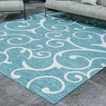 thumbnail image 1 of Unique Loom Outdoor Botanical Collection Area Rug - Curl (10' 8" Square Teal/Ivory), 1 of 6