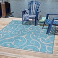 thumbnail image 1 of Unique Loom Outdoor Botanical Collection Area Rug - Curl (13' Square Light Aqua/Ivory), 1 of 6