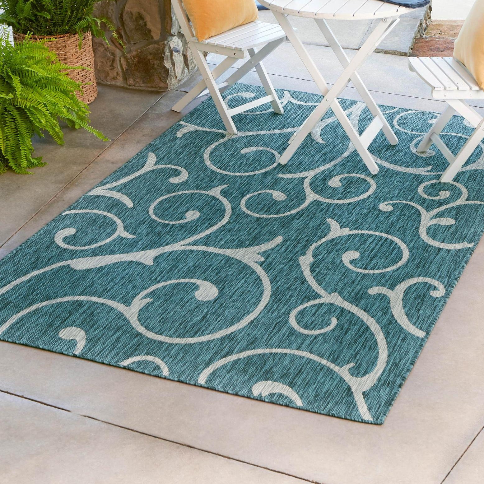 Unique Loom Outdoor Botanical Collection Area Rug - Curl (4' 1