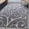 thumbnail image 1 of Unique Loom Outdoor Botanical Collection Area Rug - Curl (7' 1" x 10' Rectangle Charcoal Gray/Gray), 1 of 6