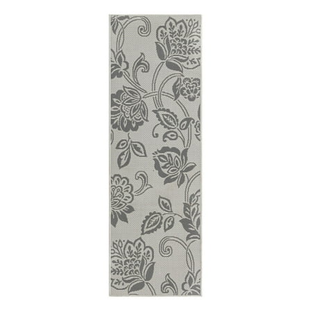 Unique Loom Outdoor Botanical Collection Area Rug - Floral (2' 2" x 6' 1" Runner Gray/Silver)
