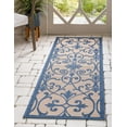thumbnail image 1 of Unique Loom Outdoor Botanical Collection Area Rug - Gate (2' 2" x 6' 1" Runner Blue/Beige), 1 of 7