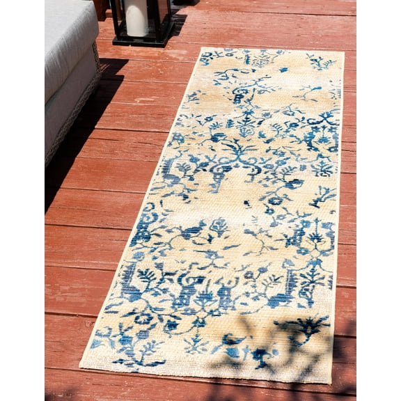 Unique Loom Outdoor Botanical Collection Area Rug - Ivy (2' 7" x 5' 3" Runner Beige/Blue)