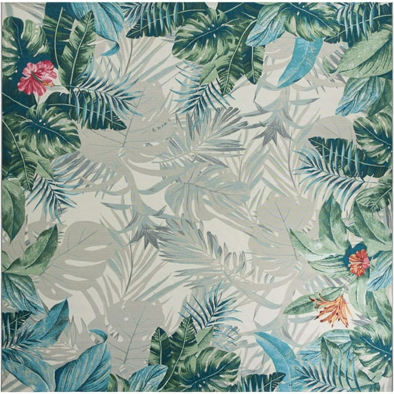 Unique Loom Outdoor Botanical Collection Area Rug - Kula (12' Square Multi/Gray)