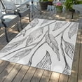 thumbnail image 1 of Unique Loom Outdoor Botanical Collection Area Rug - Leaf (6' 1" x 9' Rectangle Charcoal Ivory), 1 of 6