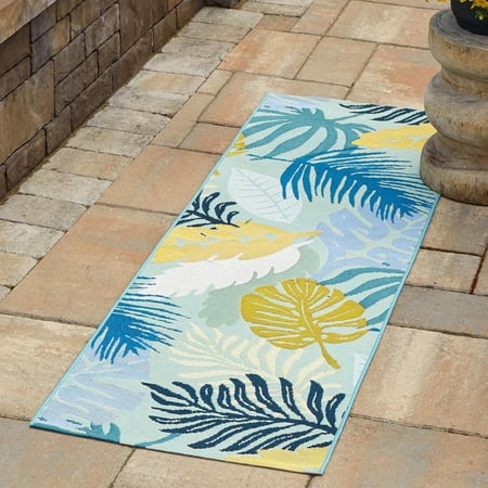 Unique Loom Outdoor Botanical Collection Area Rug - Limahuli (2' x 6' Runner Multi/Blue)