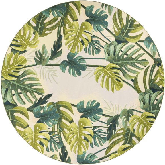 Unique Loom Outdoor Botanical Collection Area Rug - Longwood (12' Round Green/Olive)