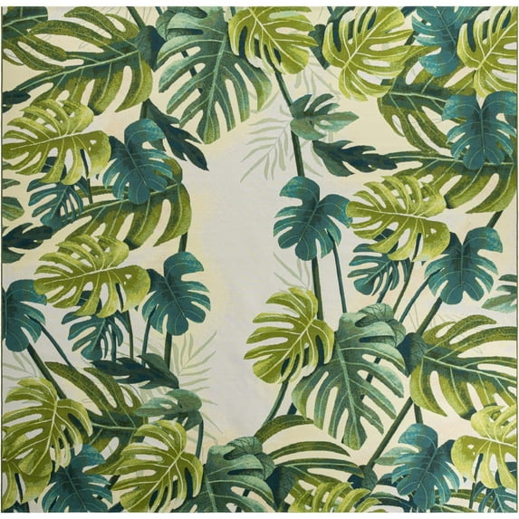 Unique Loom Outdoor Botanical Collection Area Rug - Longwood (12' Square Green/Olive)