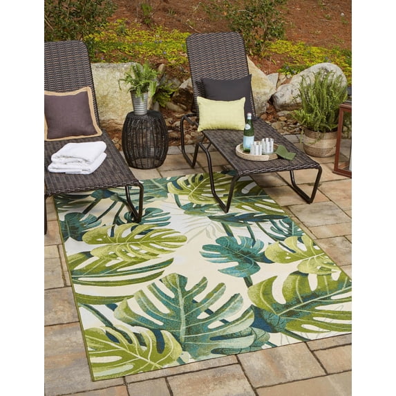 Unique Loom Outdoor Botanical Collection Area Rug - Longwood (2' x 3' Rectangle Green/Olive)