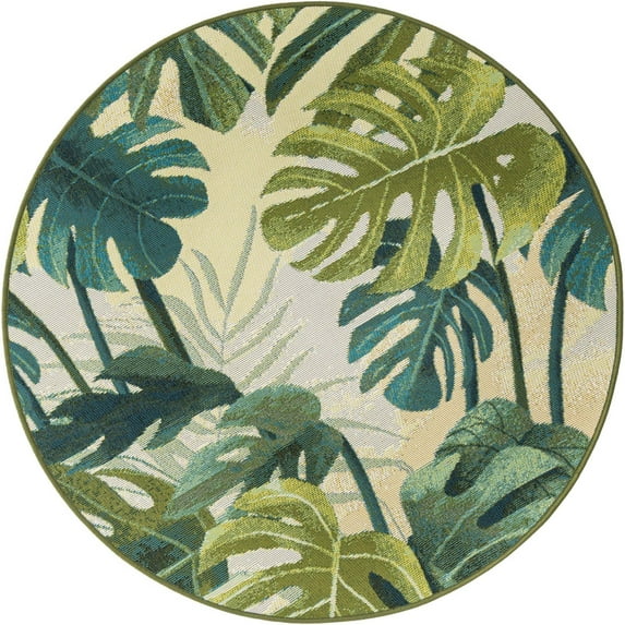Unique Loom Outdoor Botanical Collection Area Rug - Longwood (3' 1" Round Green/Olive)