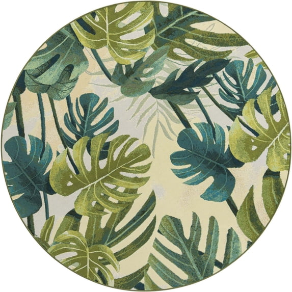 Unique Loom Outdoor Botanical Collection Area Rug - Longwood (7' 1" Round Green/Olive)