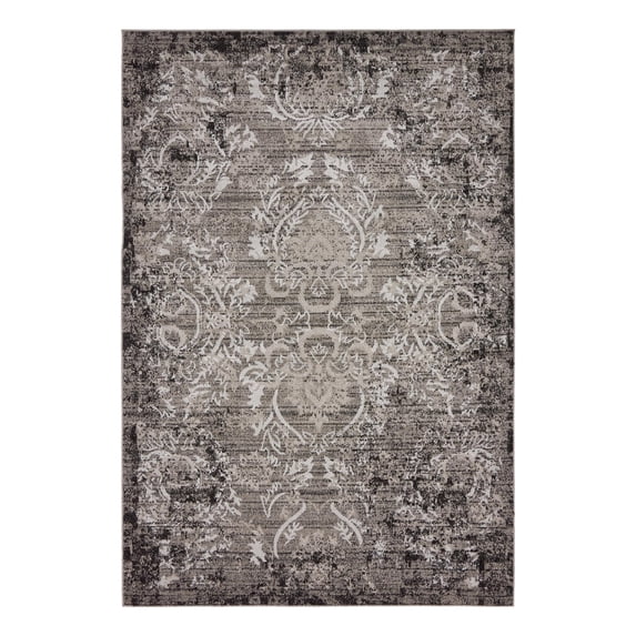 Unique Loom Outdoor Botanical Collection Area Rug - Manchester (6' 1" x 9' Rectangle Light Gray/Black)