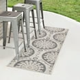 thumbnail image 1 of Unique Loom Outdoor Botanical Collection Area Rug - Medallion (2' 2" x 6' 1" Runner Gray/Silver), 1 of 7