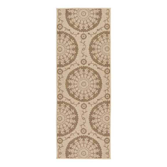 Unique Loom Outdoor Botanical Collection Area Rug - Medallion (2' 2" x 6' Runner Brown/Beige)