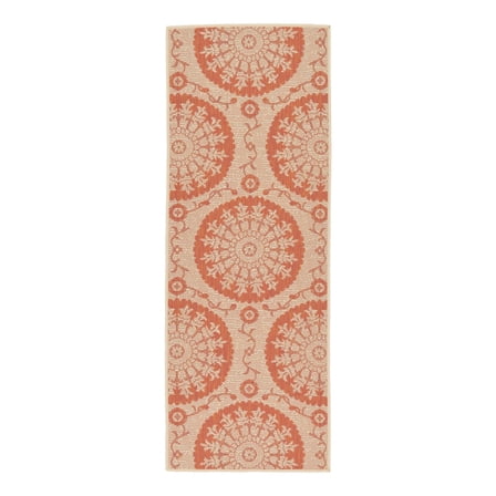 Unique Loom Outdoor Botanical Collection Area Rug - Medallion (2' 2" x 6' Runner Terracotta/Beige)
