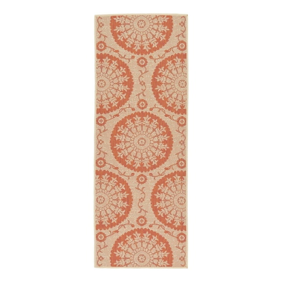 Unique Loom Outdoor Botanical Collection Area Rug - Medallion (2' 2" x 6' Runner Terracotta/Beige)