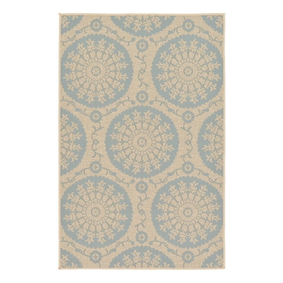 Unique Loom Outdoor Botanical Collection Area Rug - Medallion (3' 3" x 5' 1" Rectangle Aqua/Beige)