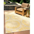 thumbnail image 1 of Unique Loom Outdoor Botanical Collection Area Rug - Medallion (4' x 6' Rectangle Yellow/Beige), 1 of 7