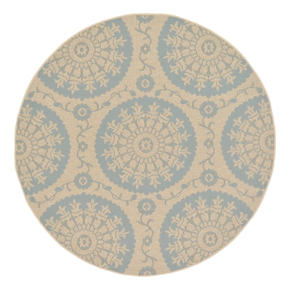 Unique Loom Outdoor Botanical Collection Area Rug - Medallion (6' 1" Round Aqua/Beige)