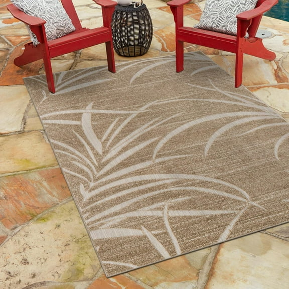 Unique Loom Outdoor Botanical Collection Area Rug - Orlando (4' 1" x 6' 1" Rectangle Beige/Cream)